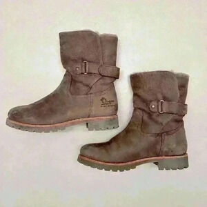 Panama Jack Felia Igloo Grey Nubuck Leather Boot with Sheepskin Lining Size 37